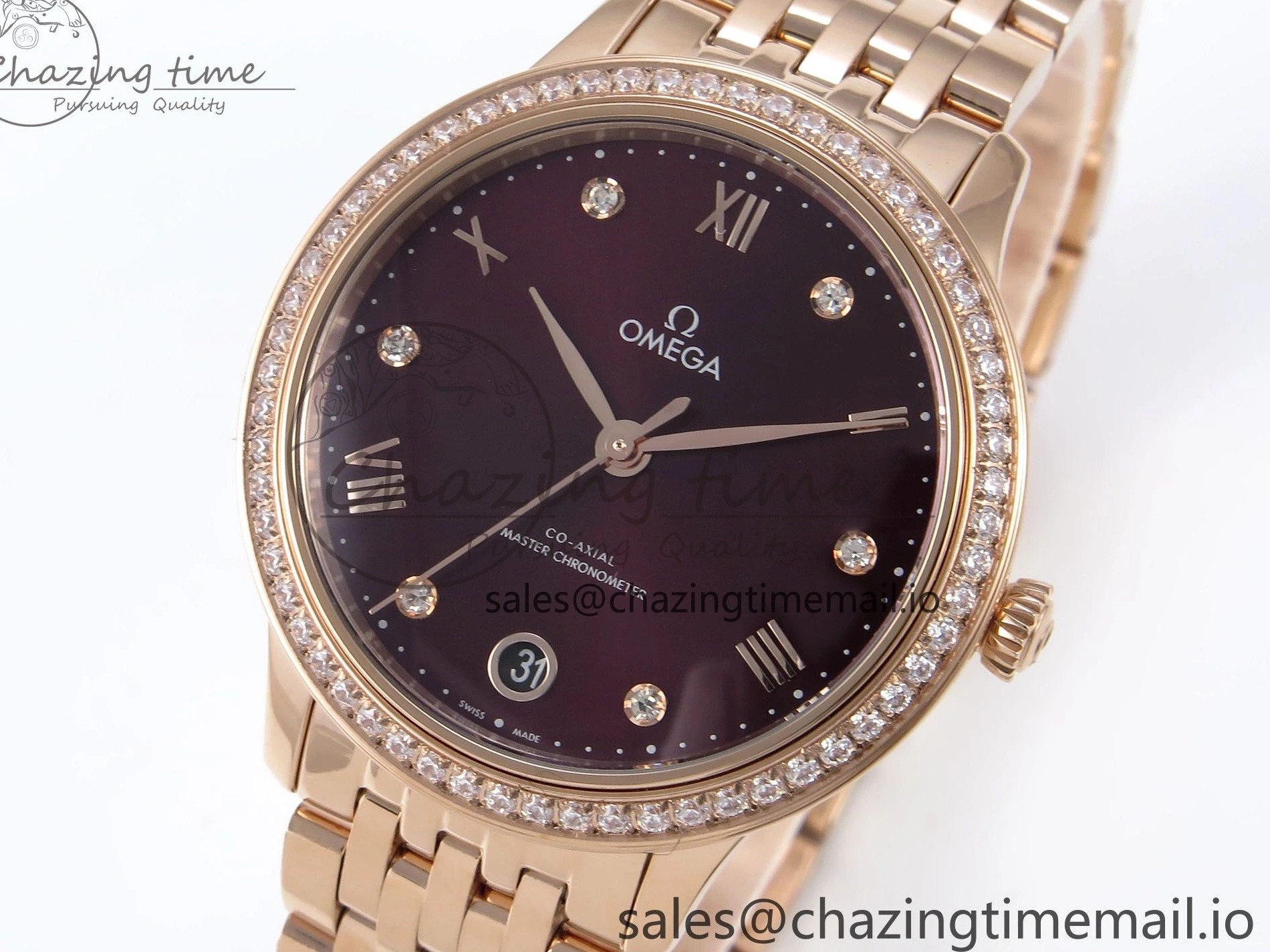 0102 De Ville Prestige Ladies RG VSF 1:1 Best Edition Brown Diamonds Dial on RG Bracelet A Sophisticated 7681